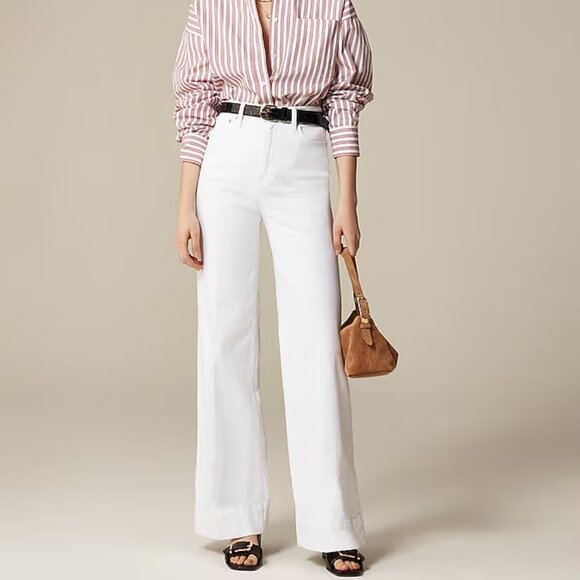 J.Crew Women's High-rise denim trouser jean White Size 32 - Picture 2 of 8